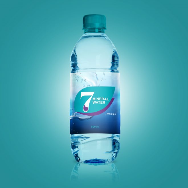 7 mineral Water Bottle Mockup PSD